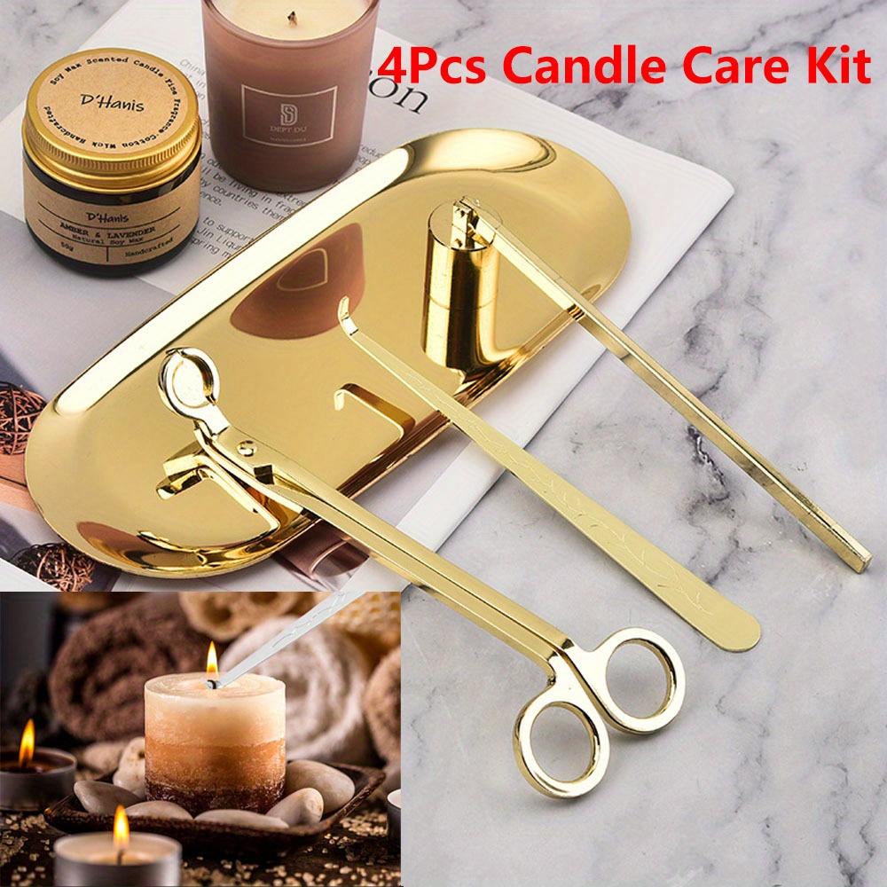 Candle Making Tutorial - 4 ชิ้น/เซ็ตหรูหราเทียนชุดดูแลสแตนเลส Wick Trimmer กรรไกรเครื่องดับเพลิงตะขอเทียนอุปกรณ์เสริมชุด DIY