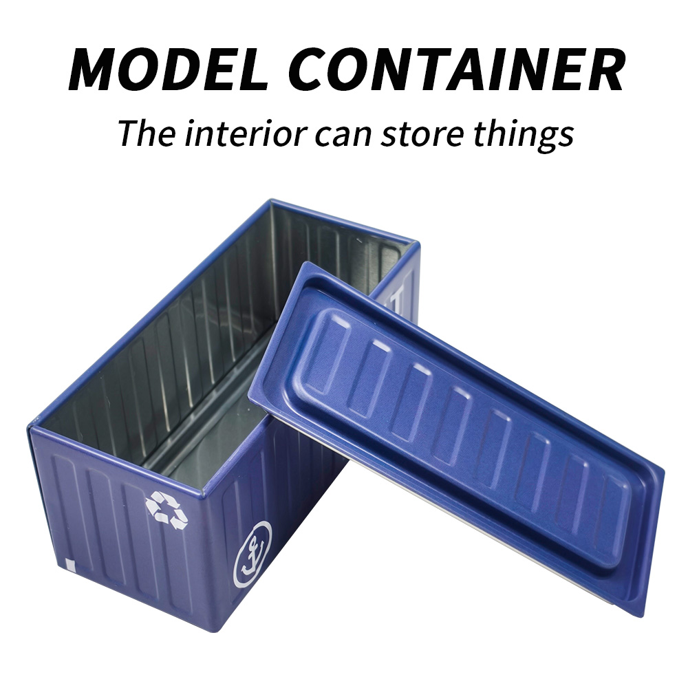 Tin Container Lid - กล่องดีบุกทรงคอนเทนเนอร์, กล่องเก็บของโลหะพร้อมฝาปิด, กล่องเหล็กทรงคอนเทนเนอร์ขนาดเล็ก, ของตกแต่งโต๊ะ, กล่องของขวัญใส่ขนม 1
