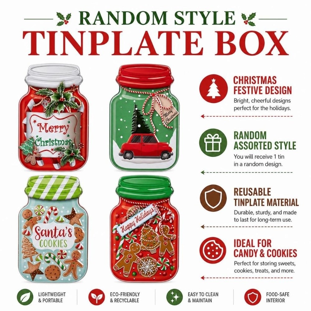กล่องโลหะคริสต์มาสพร้อมฝาปิด ส - Tin Container Lid บทวิจารณ์และราคา